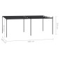 vidaXL Κιόσκι με Πτυσσόμενη Οροφή Ανθρακί 600 x 300 x 233 εκ.