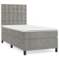 vidaXL Κρεβάτι Boxspring με Στρώμα & LED Αν.Γκρι 100x200 εκ. Βελούδινο