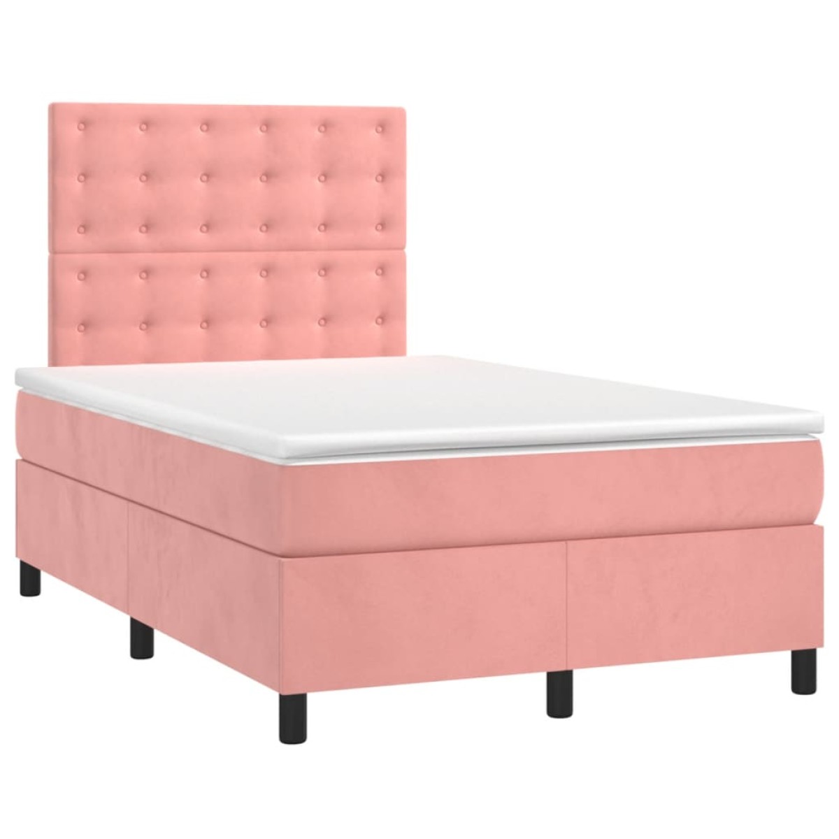 vidaXL Κρεβάτι Boxspring με Στρώμα & LED Ροζ 120x200 εκ. Βελούδινο