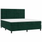 vidaXL Κρεβάτι Boxspring με Στρώμα & LED Σκ. Πράσινο 160x200εκ Βελούδο