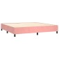 vidaXL Κρεβάτι Boxspring με Στρώμα & LED Ροζ 200x200 εκ. Βελούδινο