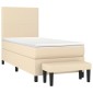 vidaXL Κρεβάτι Boxspring με Στρώμα Κρεμ 100 x 200 εκ. Υφασμάτινο