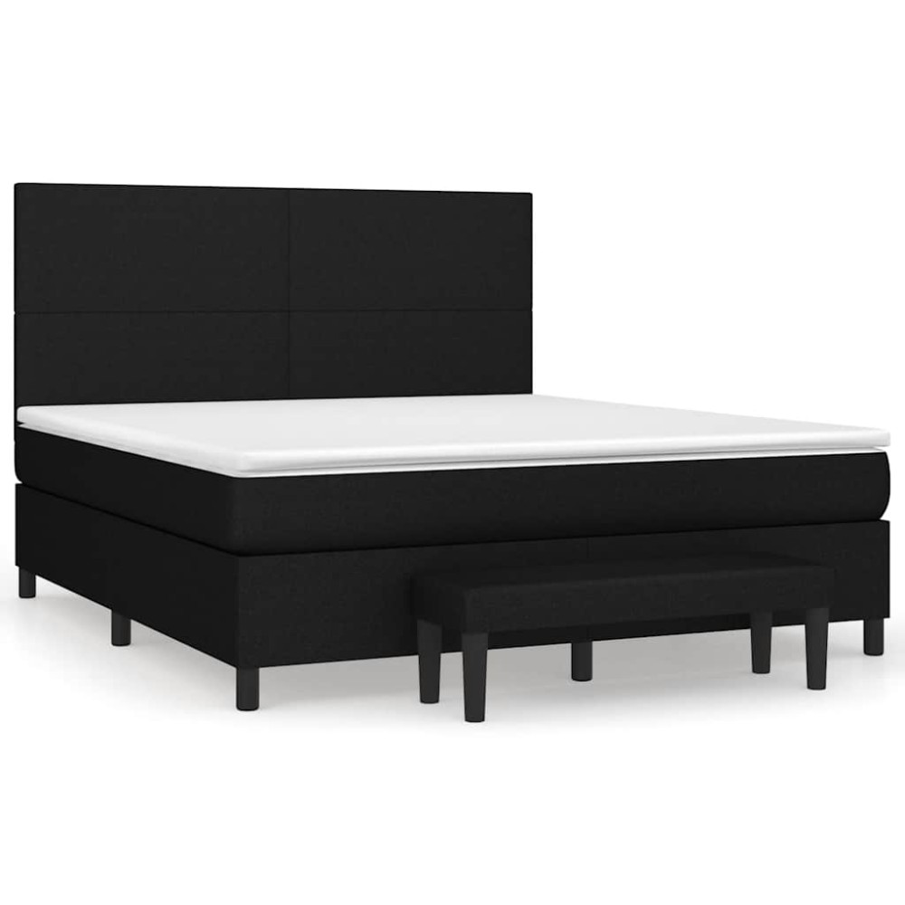 vidaXL Κρεβάτι Boxspring με Στρώμα Μαύρο 180x200 εκ. Υφασμάτινο