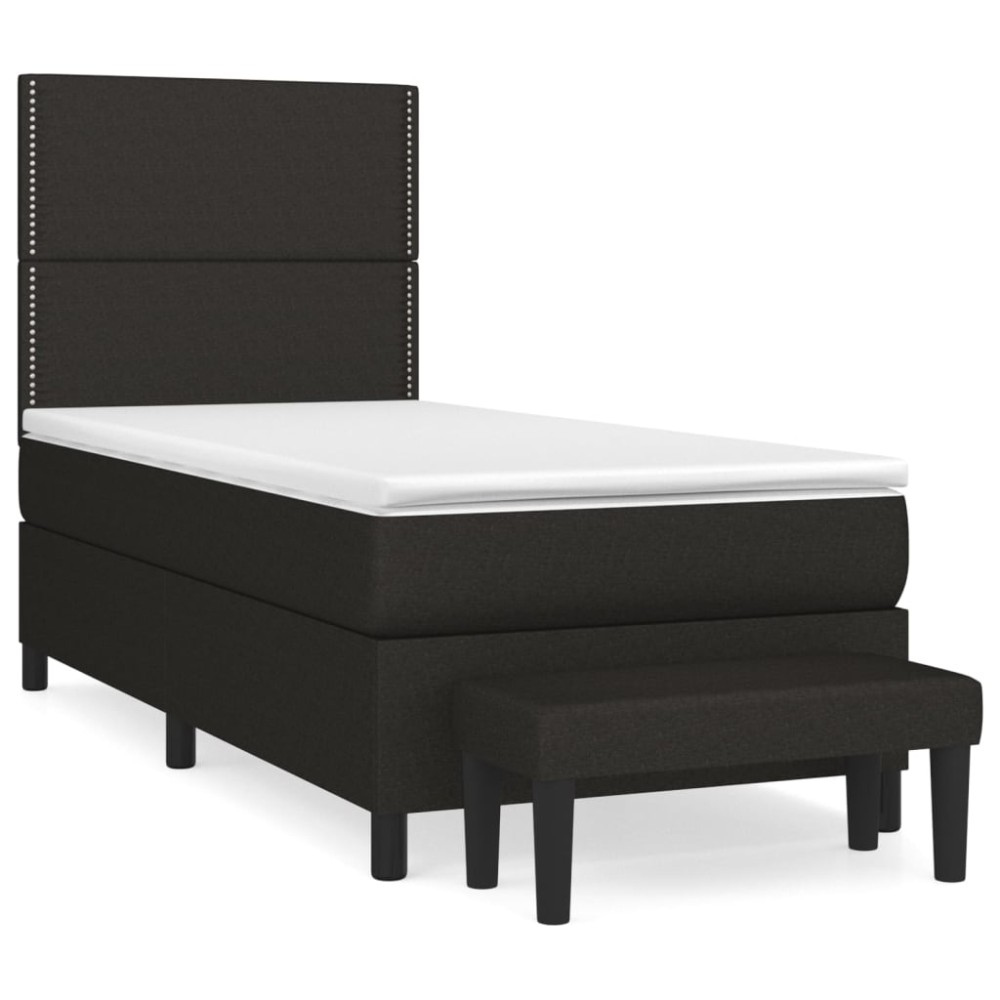 vidaXL Κρεβάτι Boxspring με Στρώμα Μαύρο 90x190 εκ.Υφασμάτινο