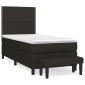 vidaXL Κρεβάτι Boxspring με Στρώμα Μαύρο 90x190 εκ.Υφασμάτινο