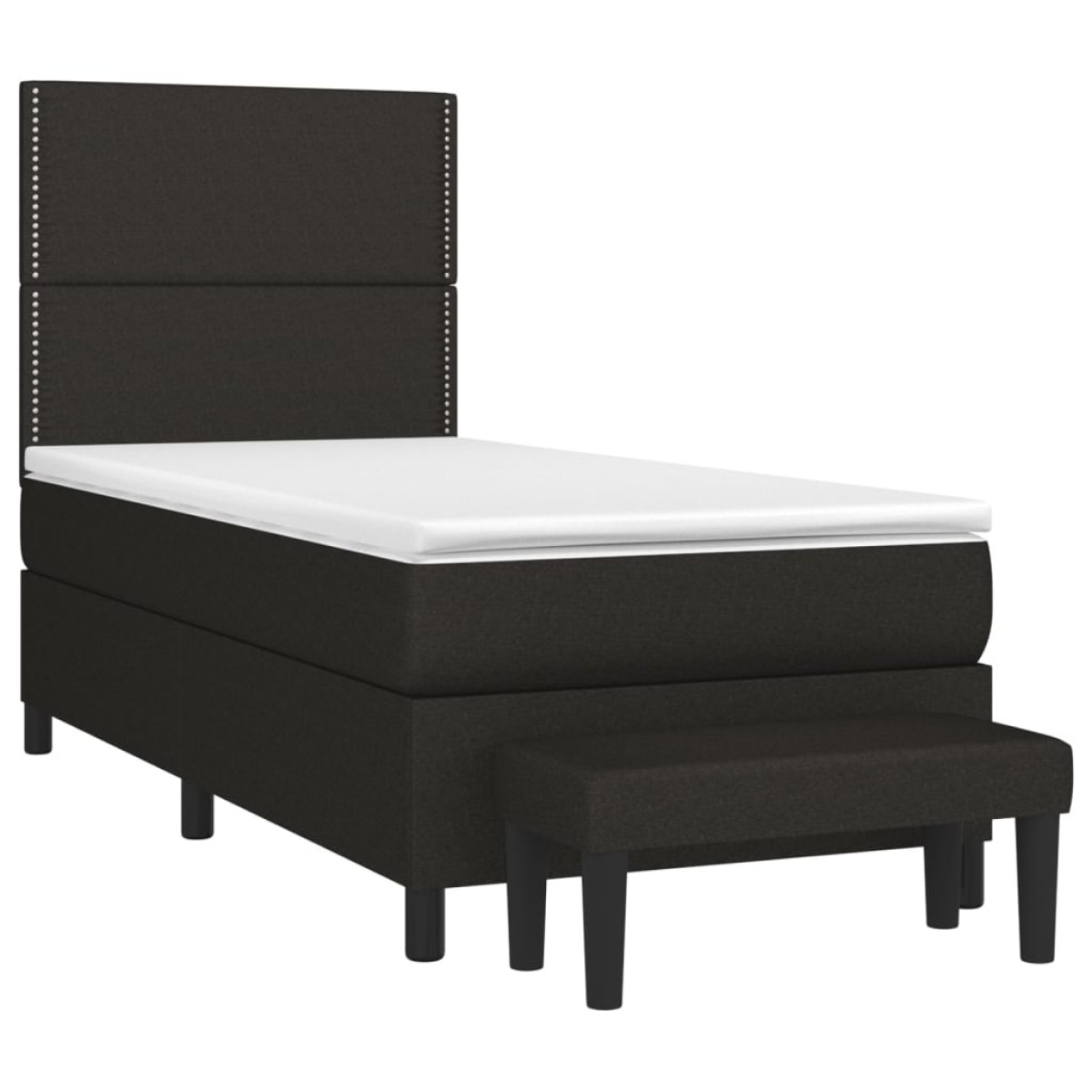 vidaXL Κρεβάτι Boxspring με Στρώμα Μαύρο 90x190 εκ.Υφασμάτινο