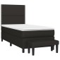 vidaXL Κρεβάτι Boxspring με Στρώμα Μαύρο 90x190 εκ.Υφασμάτινο