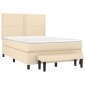 vidaXL Κρεβάτι Boxspring με Στρώμα Κρεμ 140x190 εκ. Υφασμάτινο