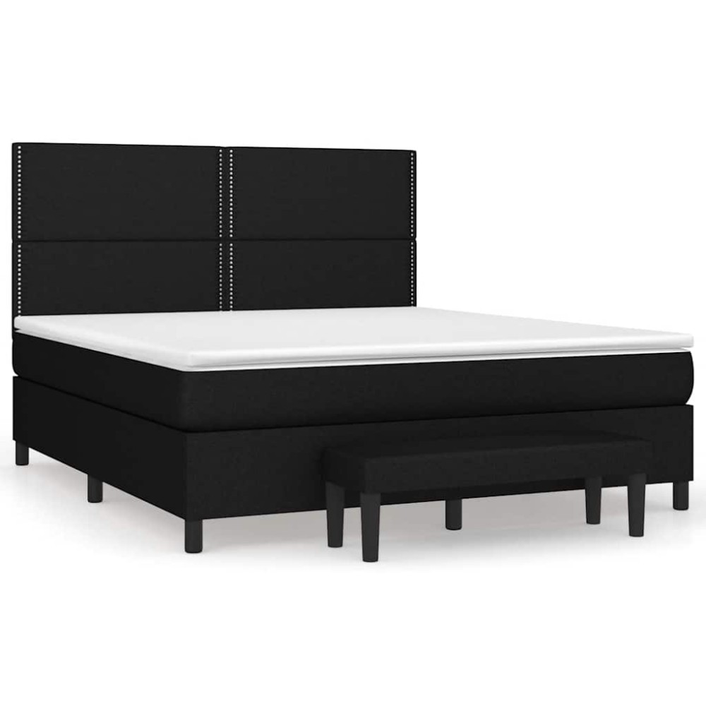 vidaXL Κρεβάτι Boxspring με Στρώμα Μαύρο 160x200 εκ. Υφασμάτινο
