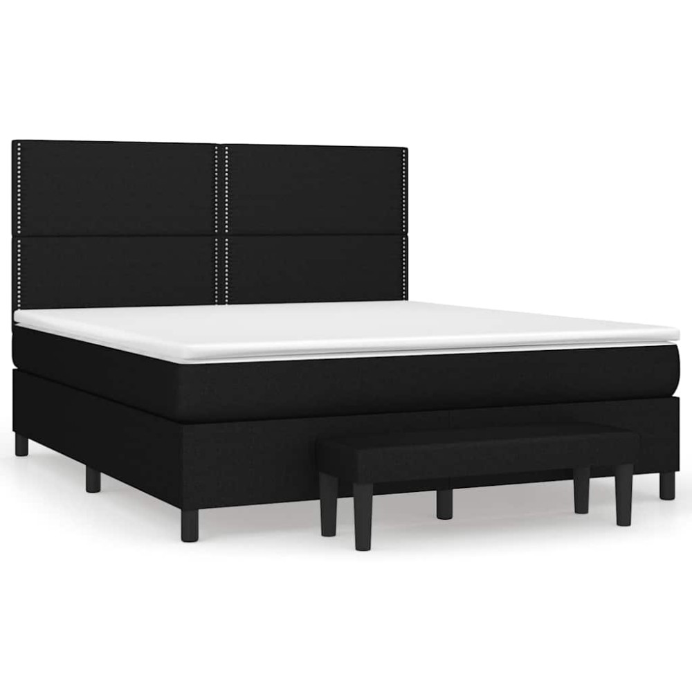vidaXL Κρεβάτι Boxspring με Στρώμα Μαύρο 180x200 εκ. Υφασμάτινο