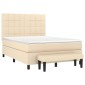 vidaXL Κρεβάτι Boxspring με Στρώμα Κρεμ 140x200 εκ. Υφασμάτινο
