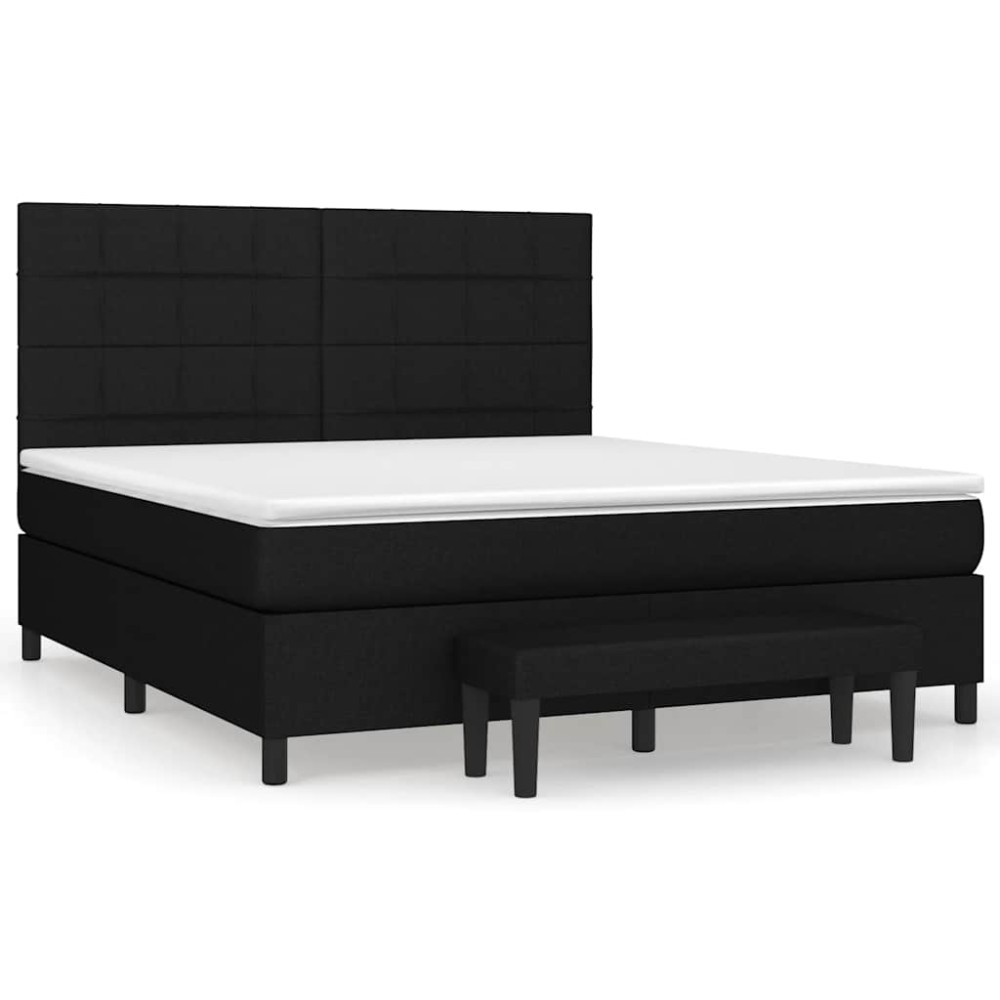 vidaXL Κρεβάτι Boxspring με Στρώμα Μαύρο 180x200 εκ. Υφασμάτινο
