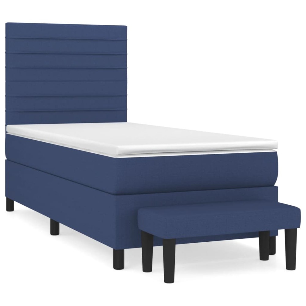 vidaXL Κρεβάτι Boxspring με Στρώμα Μπλε 80x200 εκ. Υφασμάτινο