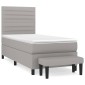 vidaXL Κρεβάτι Boxspring με Στρώμα Ανοιχτό Γκρι 90x200 εκ. Υφασμάτινο