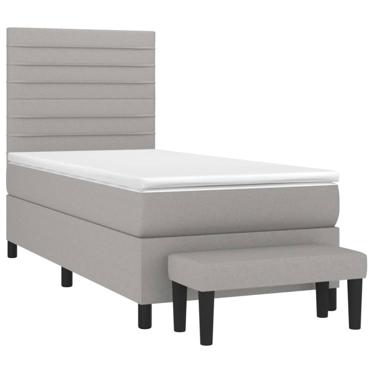 vidaXL Κρεβάτι Boxspring με Στρώμα Ανοιχτό Γκρι 90x200 εκ. Υφασμάτινο