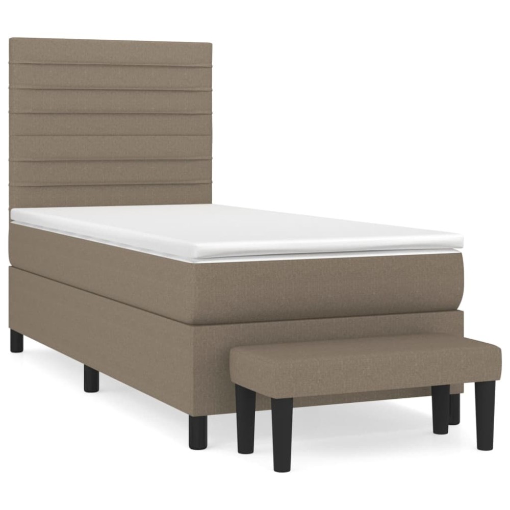 vidaXL Κρεβάτι Boxspring με Στρώμα Taupe 90x200 εκ. Υφασμάτινο