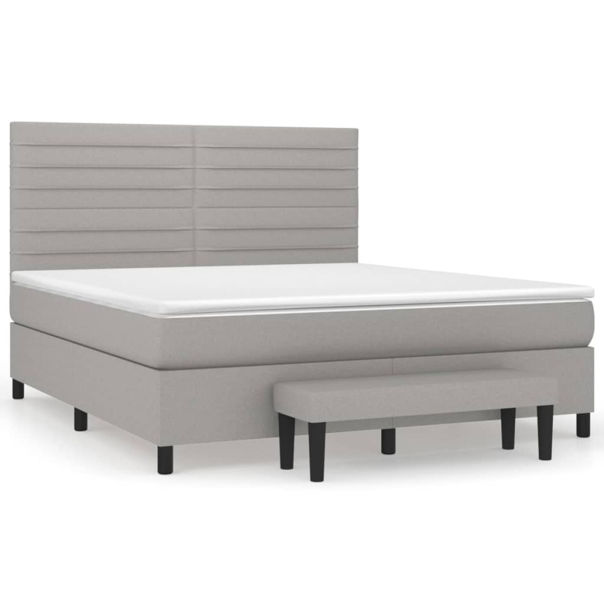 vidaXL Κρεβάτι Boxspring με Στρώμα Ανοιχτό Γκρι 180x200 εκ. Υφασμάτινο