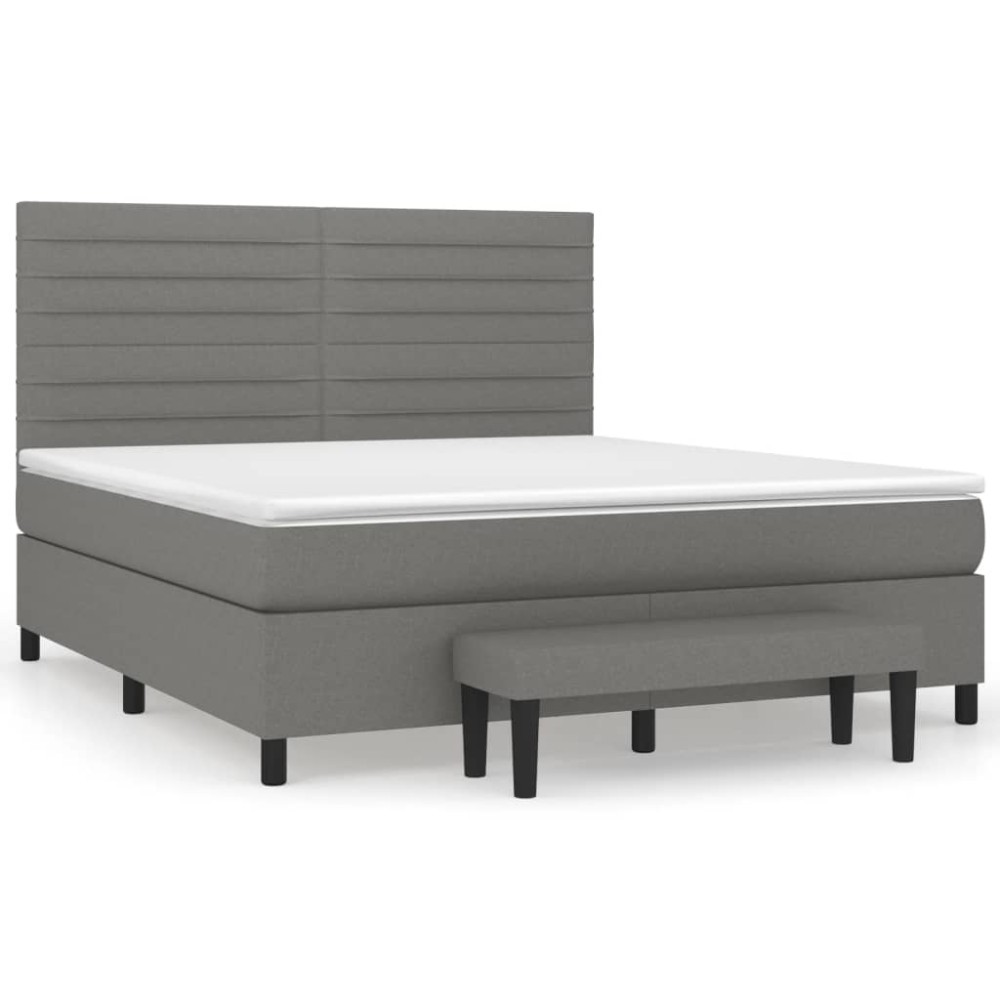 vidaXL Κρεβάτι Boxspring με Στρώμα Σκούρο Γκρι 180x200 εκ Υφασμάτιν