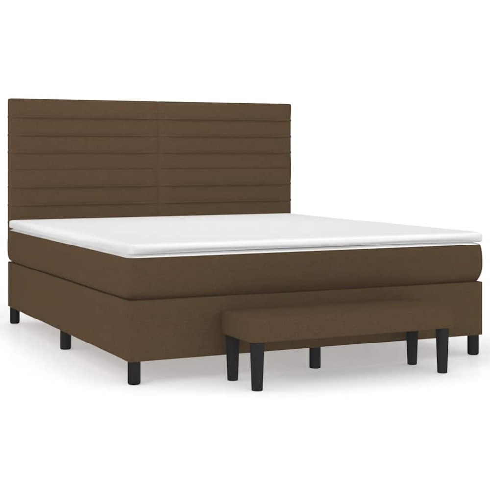 vidaXL Κρεβάτι Boxspring με Στρώμα Σκούρο Καφέ 180x200 εκ Υφασμάτινο