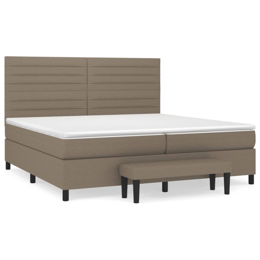 vidaXL Κρεβάτι Boxspring με Στρώμα Taupe 200x200 εκ. Υφασμάτινο
