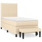 vidaXL Κρεβάτι Boxspring με Στρώμα Κρεμ 90x200 εκ.Υφασμάτινο