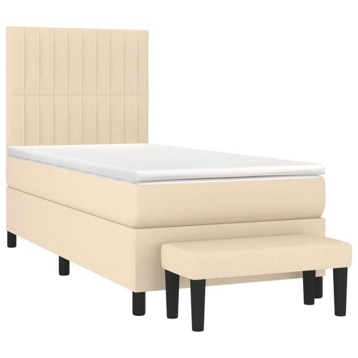 vidaXL Κρεβάτι Boxspring με Στρώμα Κρεμ 90x200 εκ.Υφασμάτινο