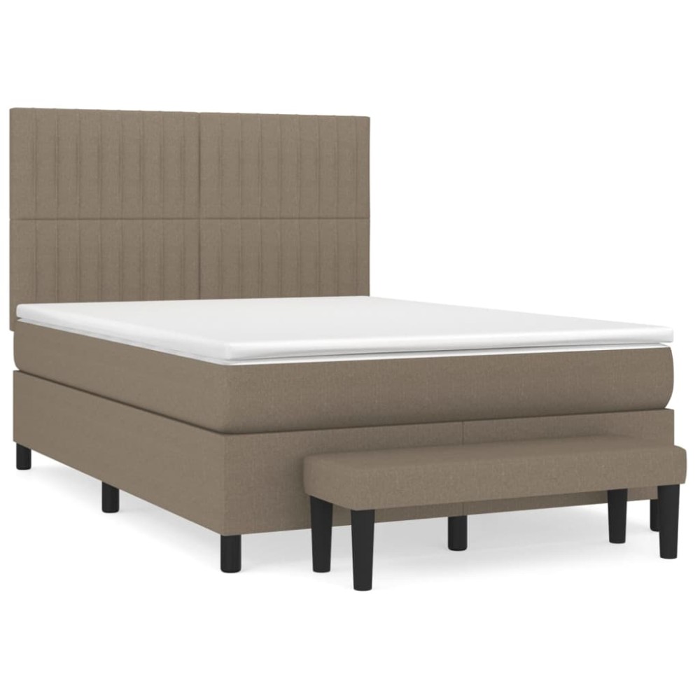 vidaXL Κρεβάτι Boxspring με Στρώμα Taupe 140x190 εκ. Υφασμάτινο