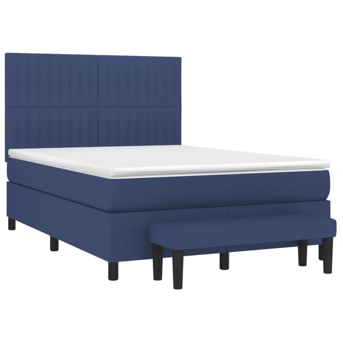 vidaXL Κρεβάτι Boxspring με Στρώμα Μπλε 140x190 εκ. Υφασμάτινο