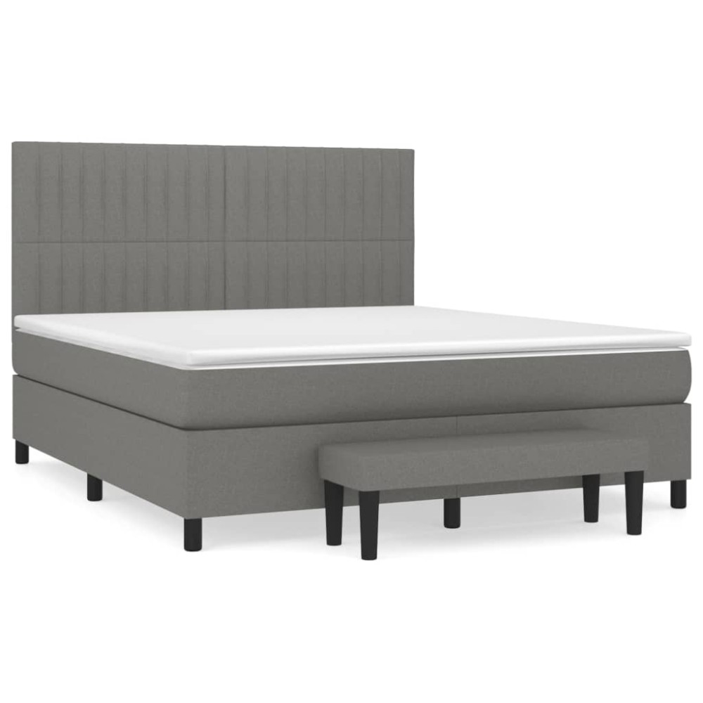 vidaXL Κρεβάτι Boxspring με Στρώμα Σκούρο Γκρι 160x200 εκ Υφασμάτινο