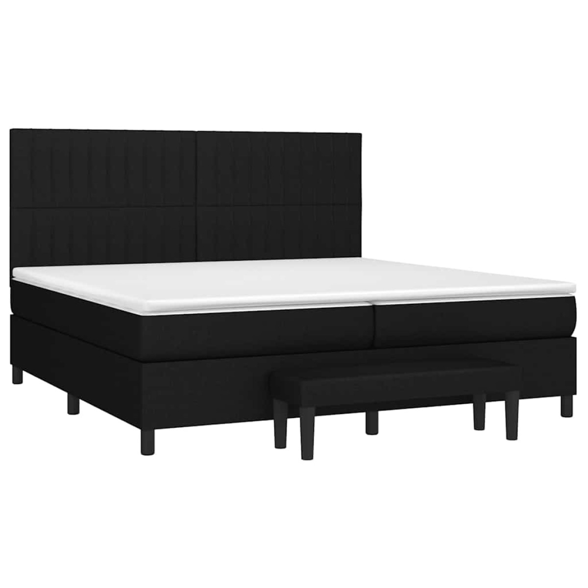 vidaXL Κρεβάτι Boxspring με Στρώμα Μαύρο 200x200 εκ. Υφασμάτινο