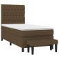 vidaXL Κρεβάτι Boxspring με Στρώμα Σκούρο Καφέ 90x190 εκ. Υφασμάτινο