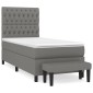vidaXL Κρεβάτι Boxspring με Στρώμα Σκούρο Γκρι 90x200 εκ. Υφασμάτινο