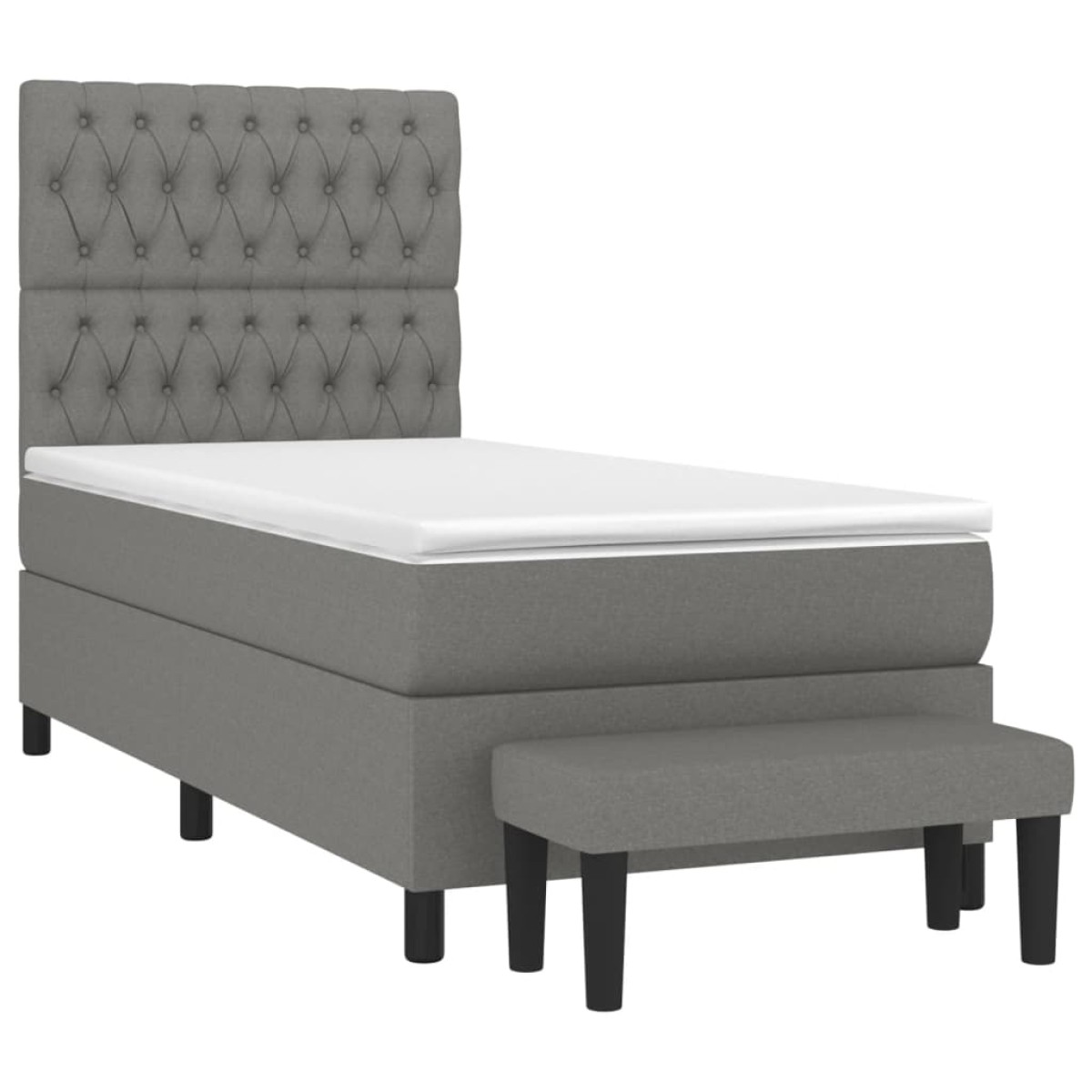 vidaXL Κρεβάτι Boxspring με Στρώμα Σκούρο Γκρι 90x200 εκ. Υφασμάτινο