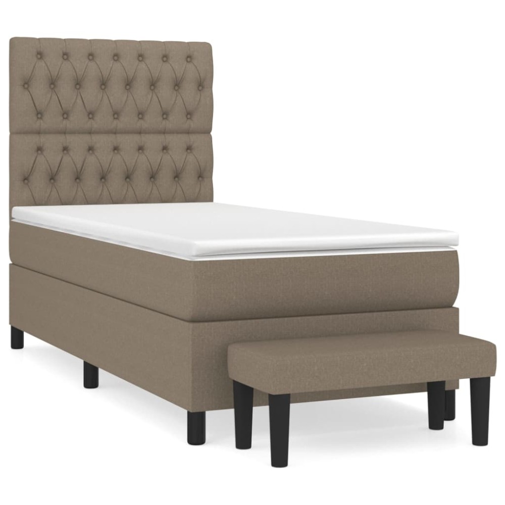 vidaXL Κρεβάτι Boxspring με Στρώμα Taupe 90x200 εκ. Υφασμάτινο