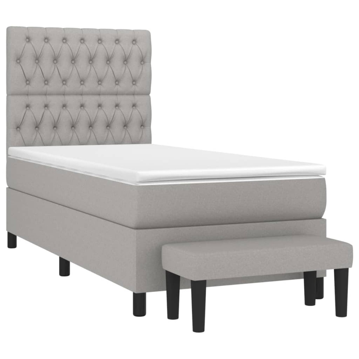 vidaXL Κρεβάτι Boxspring με Στρώμα Ανοιχτό Γκρι 100x200 εκ. Υφασμάτινο