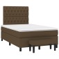 vidaXL Κρεβάτι Boxspring με Στρώμα Σκούρο Καφέ 120x200 εκ. Υφασμάτινο