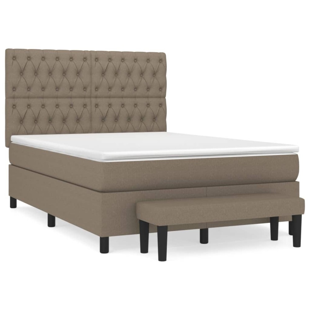 vidaXL Κρεβάτι Boxspring με Στρώμα Taupe 140x200 εκ. Υφασμάτινο