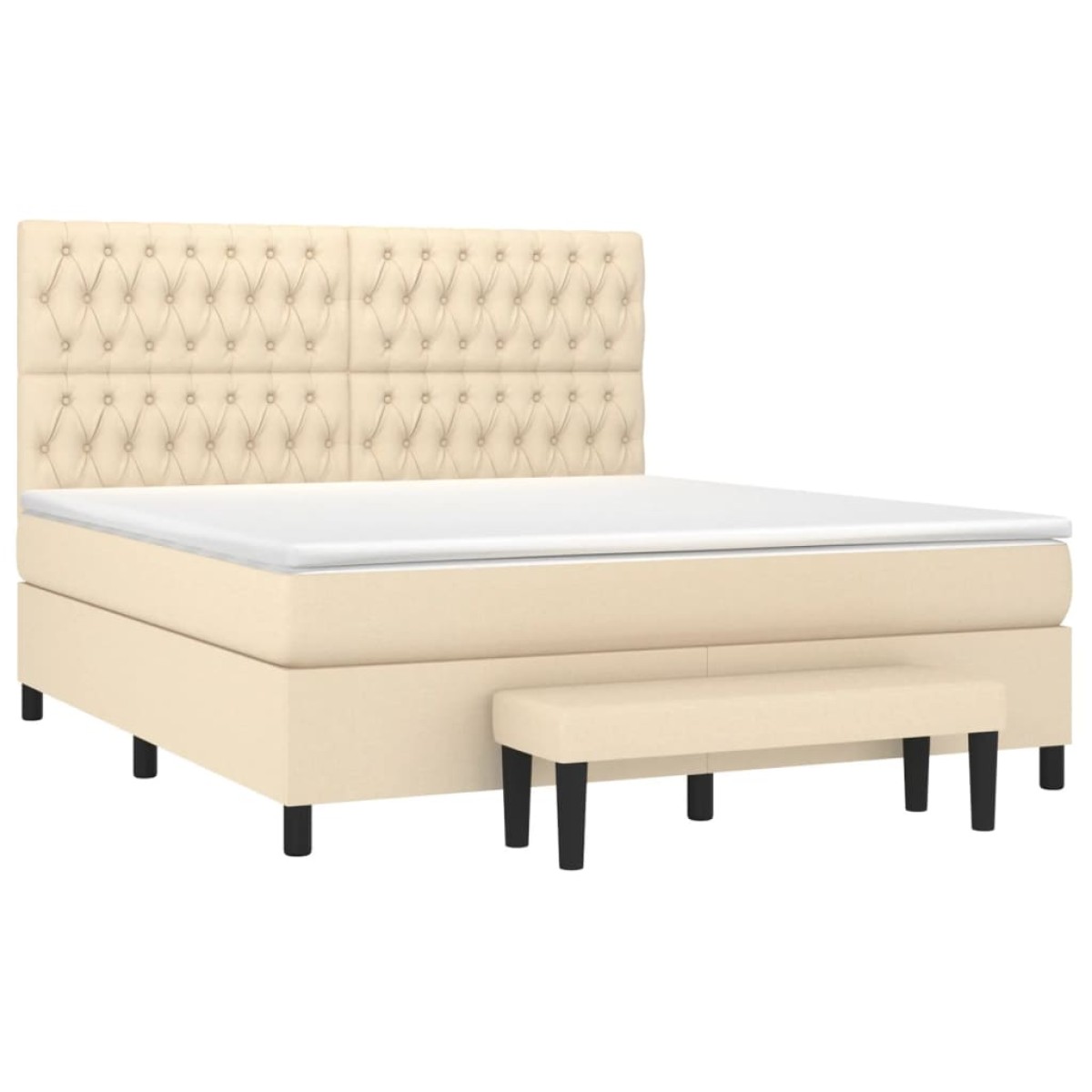 vidaXL Κρεβάτι Boxspring με Στρώμα Κρεμ 180x200 εκ. Υφασμάτινο