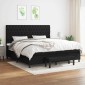 vidaXL Κρεβάτι Boxspring με Στρώμα Μαύρο 200x200 εκ. Υφασμάτινο