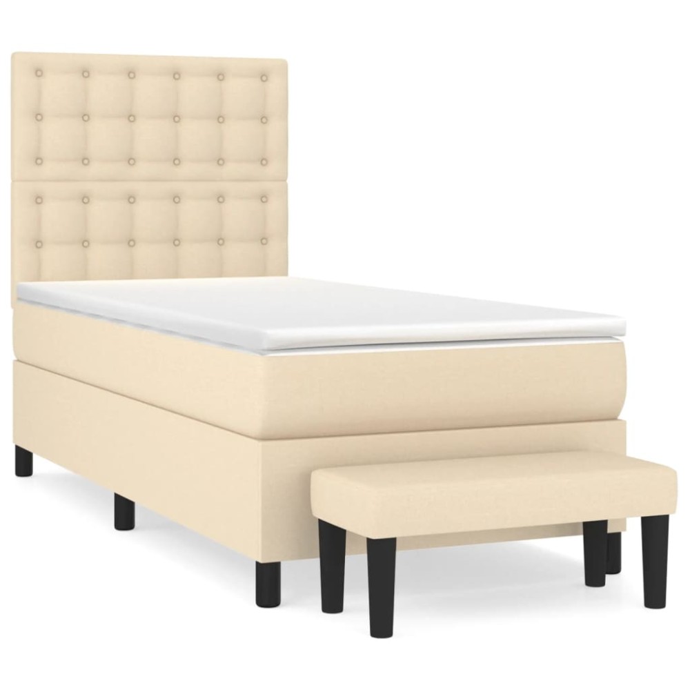 vidaXL Κρεβάτι Boxspring με Στρώμα Κρεμ 80 x 200 εκ. Υφασμάτινο