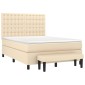 vidaXL Κρεβάτι Boxspring με Στρώμα Κρεμ 140x190 εκ. Υφασμάτινο
