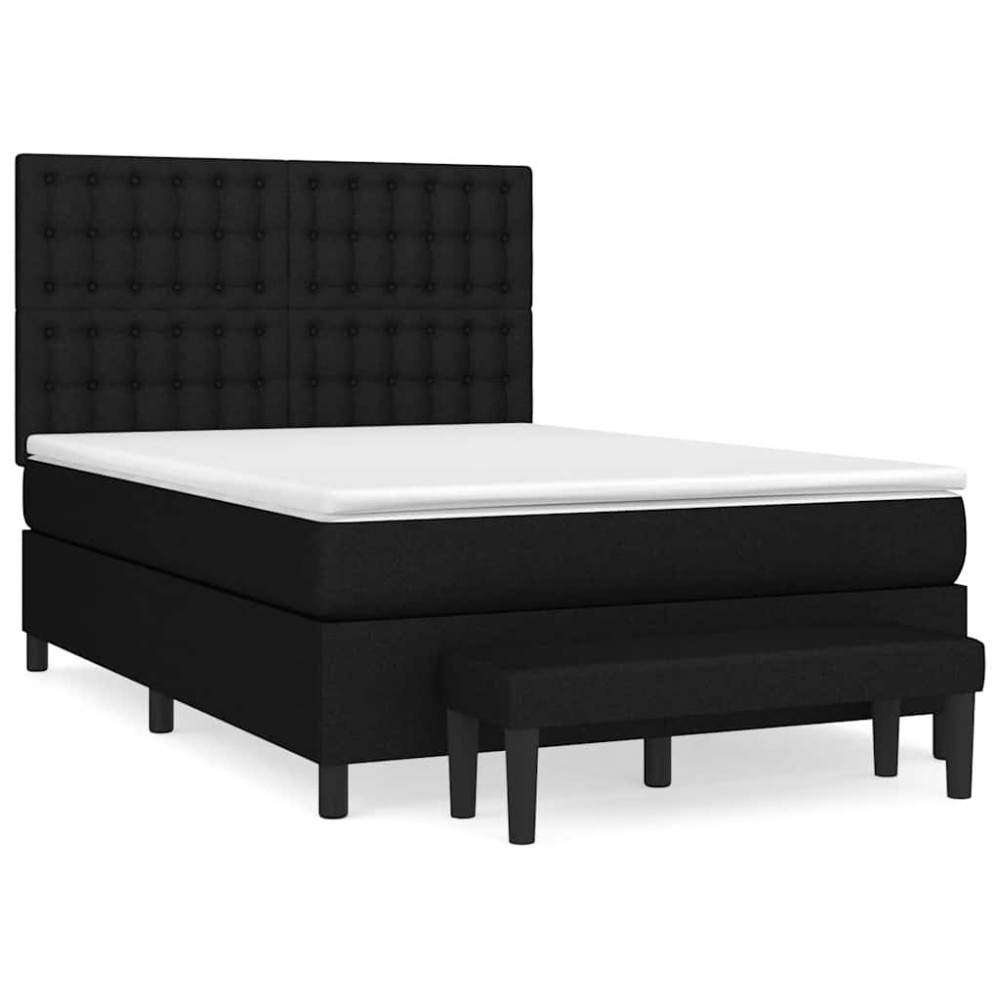 vidaXL Κρεβάτι Boxspring με Στρώμα Μαύρο 140x200 εκ. Υφασμάτινο