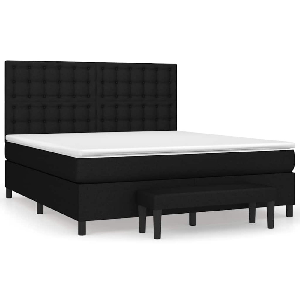 vidaXL Κρεβάτι Boxspring με Στρώμα Μαύρο 160x200 εκ. Υφασμάτινο