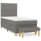 vidaXL Κρεβάτι Boxspring με Στρώμα Σκούρο Γκρι 90x190 εκ. Υφασμάτινο