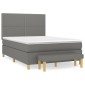 vidaXL Κρεβάτι Boxspring με Στρώμα Σκούρο Γκρι 140x200 εκ Υφασμάτινο