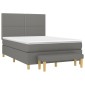 vidaXL Κρεβάτι Boxspring με Στρώμα Σκούρο Γκρι 140x200 εκ Υφασμάτινο