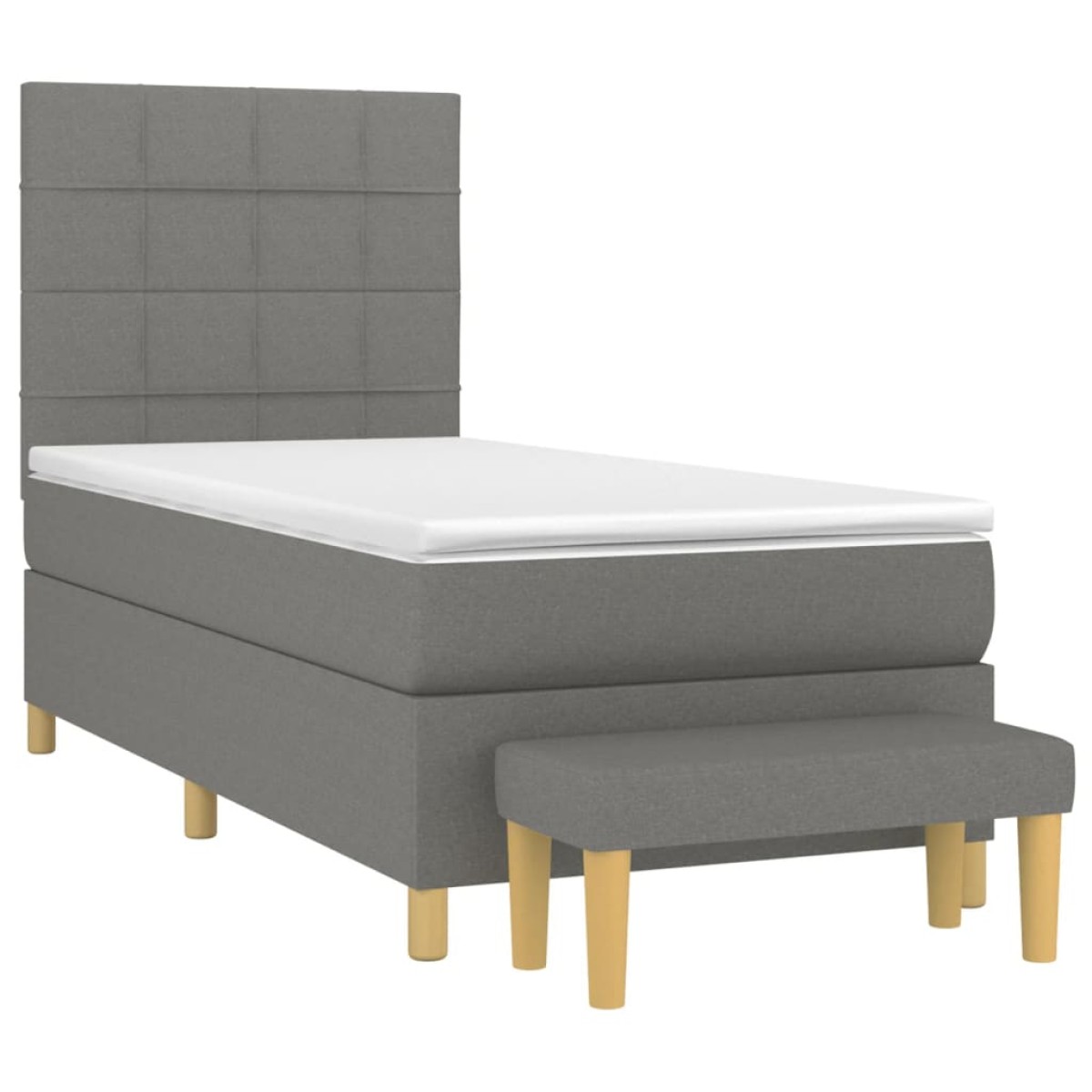 vidaXL Κρεβάτι Boxspring με Στρώμα Σκούρο Γκρι 90x190 εκ. Υφασμάτινο