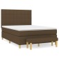 vidaXL Κρεβάτι Boxspring με Στρώμα Σκούρο Καφέ 140x190 εκ. Υφασμάτινο