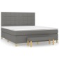 vidaXL Κρεβάτι Boxspring με Στρώμα Σκούρο Γκρι 180x200 εκ Υφασμάτιν