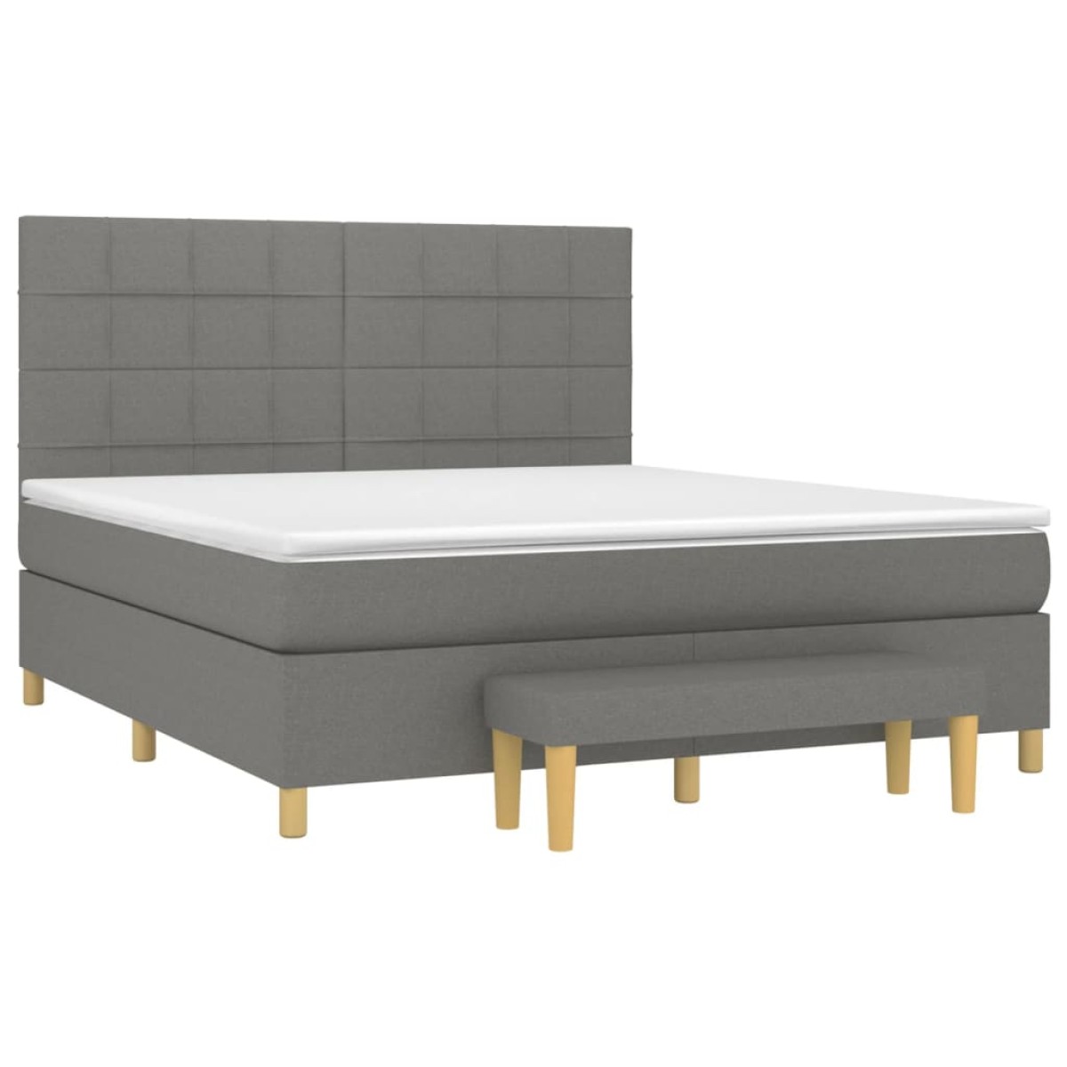 vidaXL Κρεβάτι Boxspring με Στρώμα Σκούρο Γκρι 180x200 εκ Υφασμάτιν